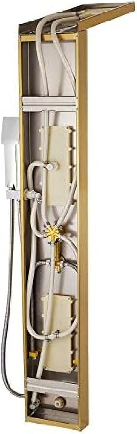 Rainfall Shower Panel Tower Stainless Steel Multi-Function Shower Panel Suit with Body Massage Jets Tub Resort