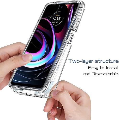 Miniatura 4 de Funda para Moto Edge 2021Moto Edge 5G UW XT2141 con protector de pantalla de vidrio templado, suave 360 híbrida de cuerpo completo parachoques