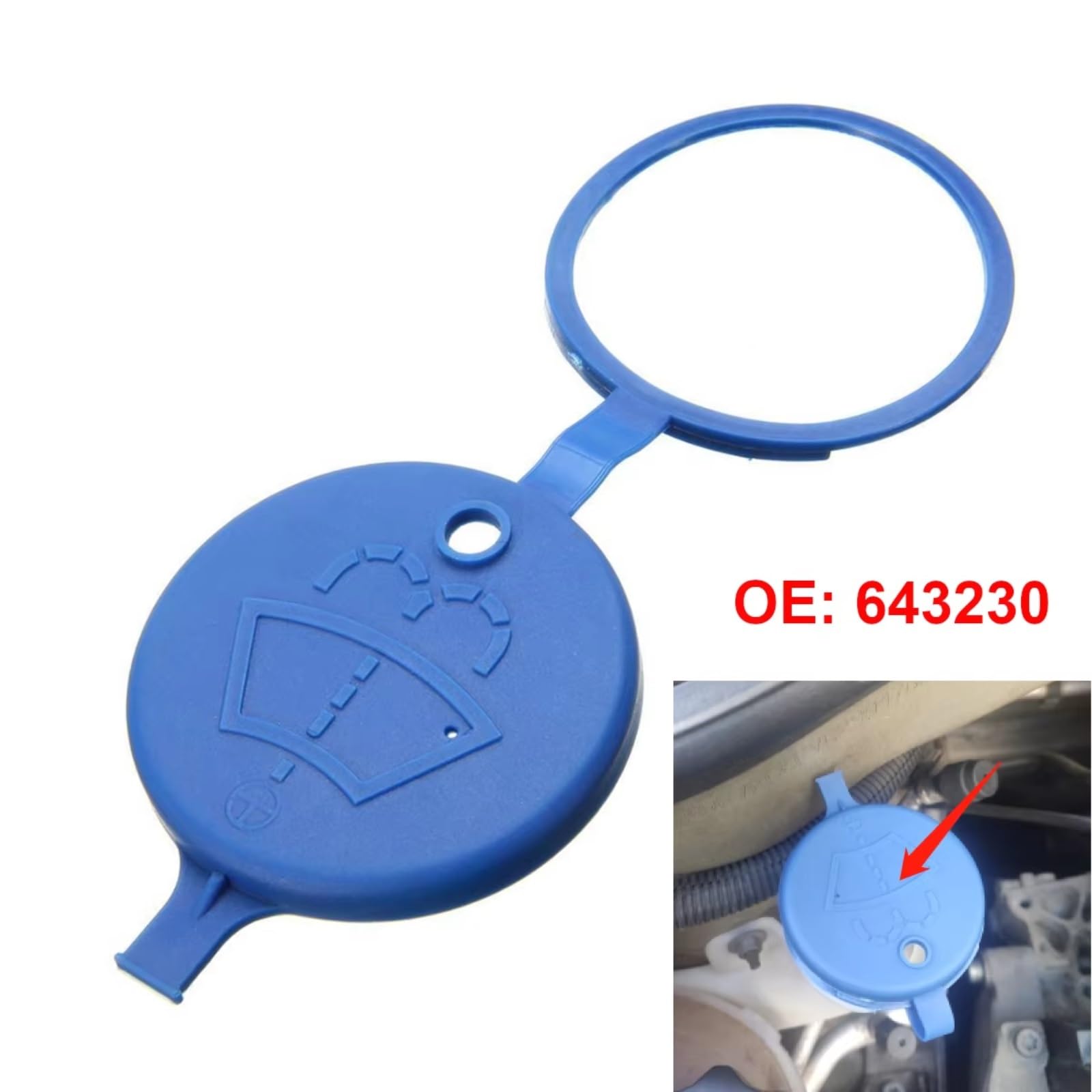 Pokrywa pojemnika na spryskiwacz do Peugeot 106 206 207 307 308 5008 643230 (2 sztuki)