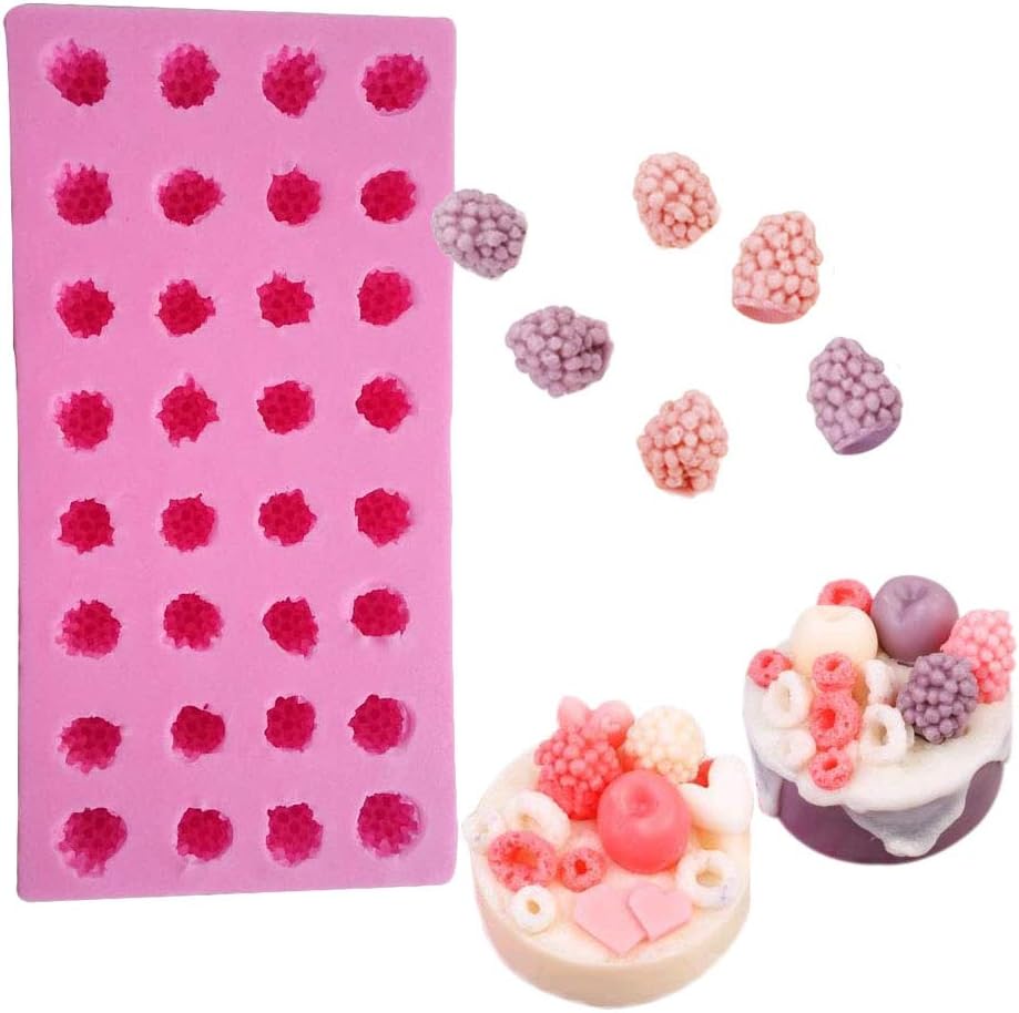 3D Mulberry Raspberry Silicone Fruit Mold 32 Hole Small Strawberry Chocolate Biscuit Dessert Baking DIY Epoxy Clay Molds - Image 3