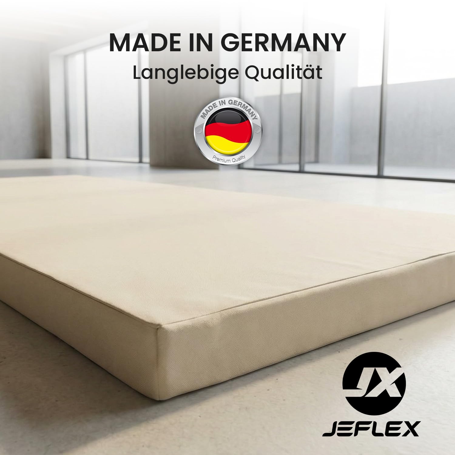Jeflex - Colchoneta Gimnasia 200 x 100 x 8 cm fabricada en Alemania / Esterilla de gimnasia / Colchoneta multifuncional y esterilla de yoga / Esterilla de juego para habitación de los niños