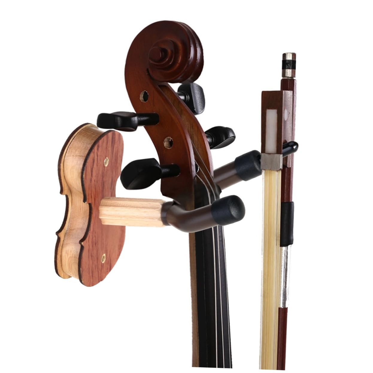 BESTonZON 2pcs Violin Wall Mount Hanger Violin Viola Hanger Wooden Base Protective Padding for Practice Room Home