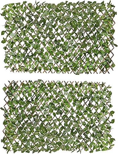 Verseo Faux Ivy Greenery Yard Decoration, Ivy Hedge Privacy Screen, Expandable (2 Pieces)
