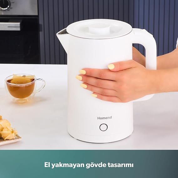 HOMEND Heatrow Cooltouch 1618h Stainless Steel Handheld Fireproof Body Kettle White