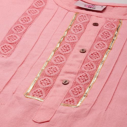 Image of SheWill Cotton Blend Stripe Print Embroidered A-Line Tunic