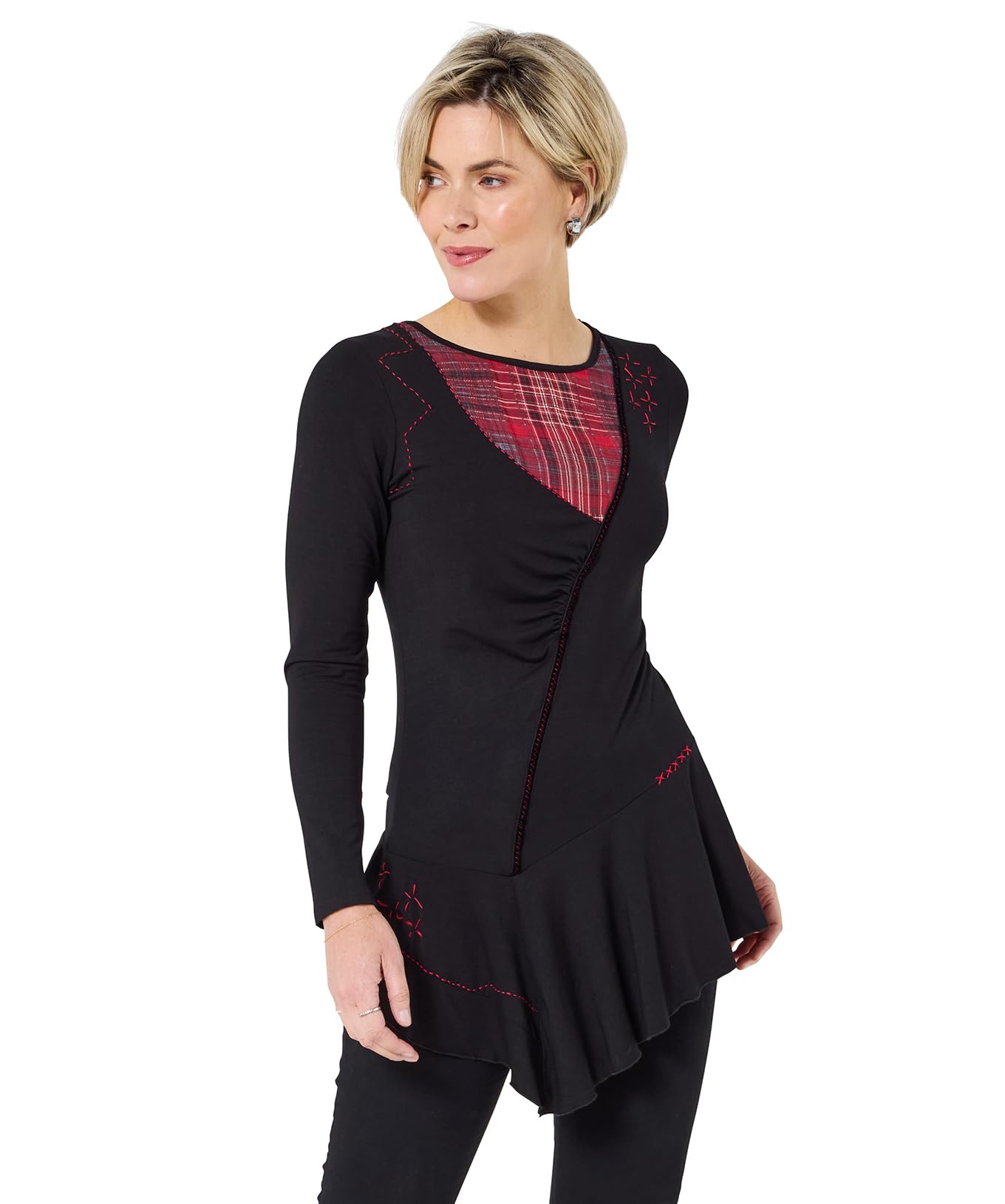 Joe Browns Women's Black Check Tunic Top, Regular, Black, UK 10