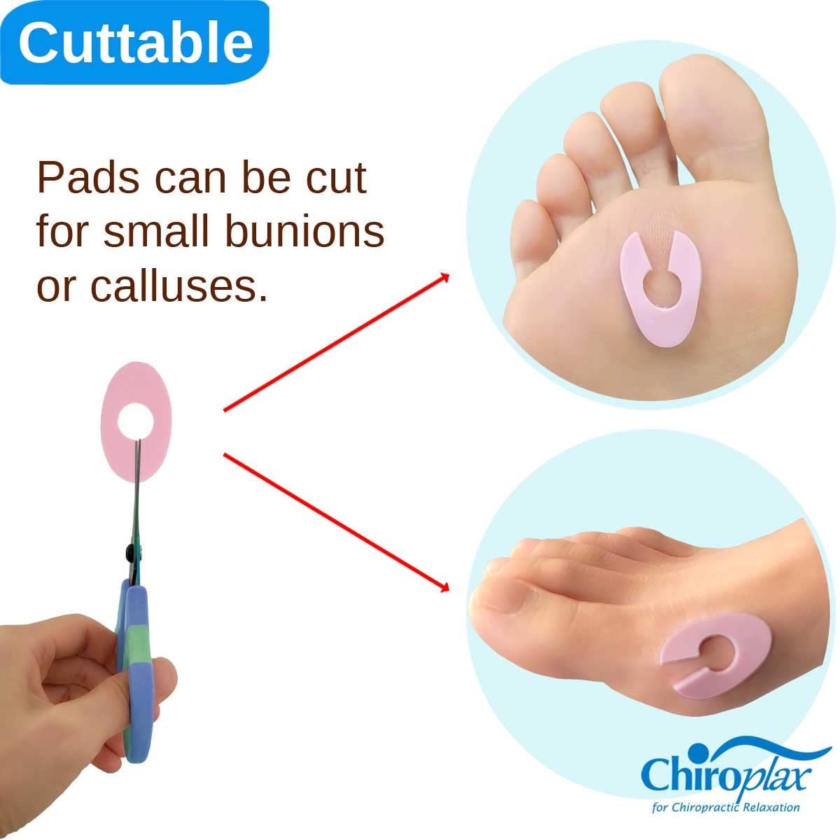 Chiroplax Foam Corn Cushions Pads Protectors Waterproof Self-Stick Blister Toe Foot Pain Callus Relief Treatment (90 Count)