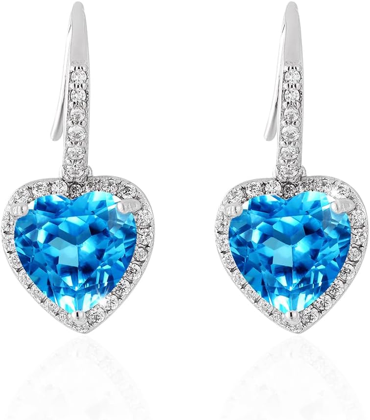 Heart Earrings for Women Heart Dangle Earrings 18K Gold Plated Earring CZ 925 Sterling Silver Hoops Jewelry Gifts Holiday Birthday Anniversary Valentines Day Earring for Her Mom Wife Daughter Sister