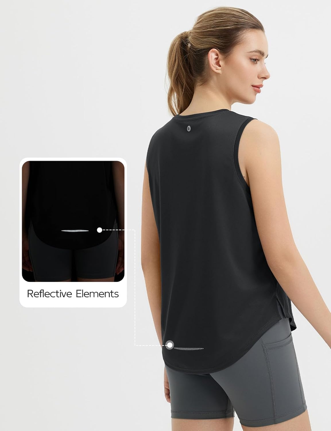 baleaf Women's Sleeveless Workout Tops Athletic Racerback Tank Top High Neck Yoga Running Shirts Loose Fit Gym Tennis Black XL - Image 2