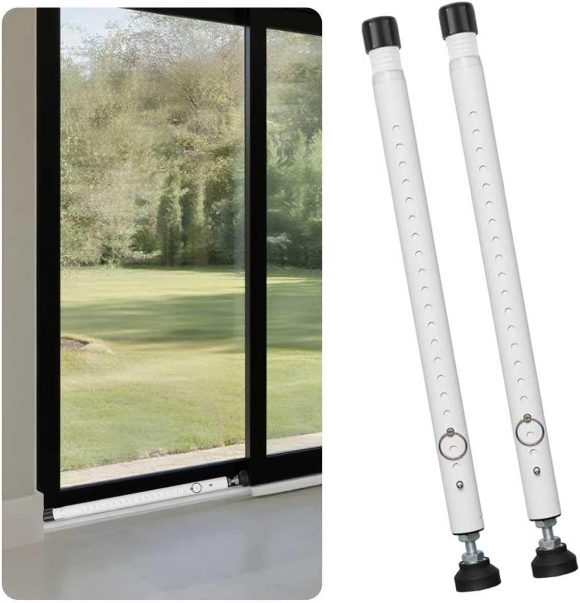 Sliding Door Security Bar, 16 to 51 Inch Adjustable Windows Security Bar, Kid and Pet Protecting Heavy Duty Window Secure Bar, White, 2 Pack