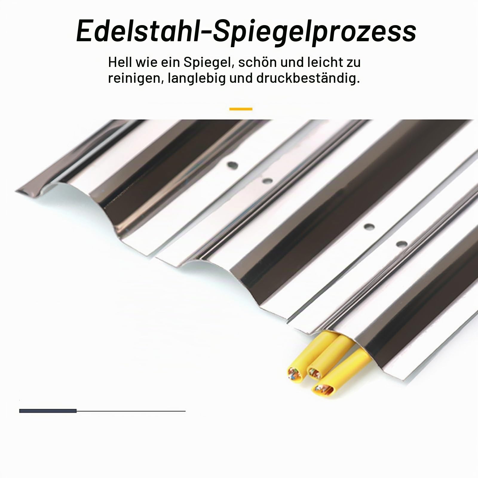 Edelstahl-Kabelkanal für Außenbereich - Überstreichbarer Kabelbogen für Fußboden (100 x 12 x 3.3cm / 39 x 4.7 x 1.3in)