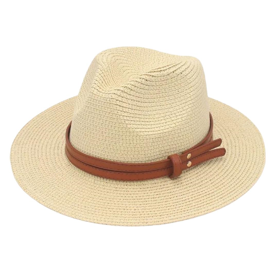LCUVIMPEX Bucket Hats， Unisex Wide Brim Straw Panama Sun Hat Multicolor(Beige)