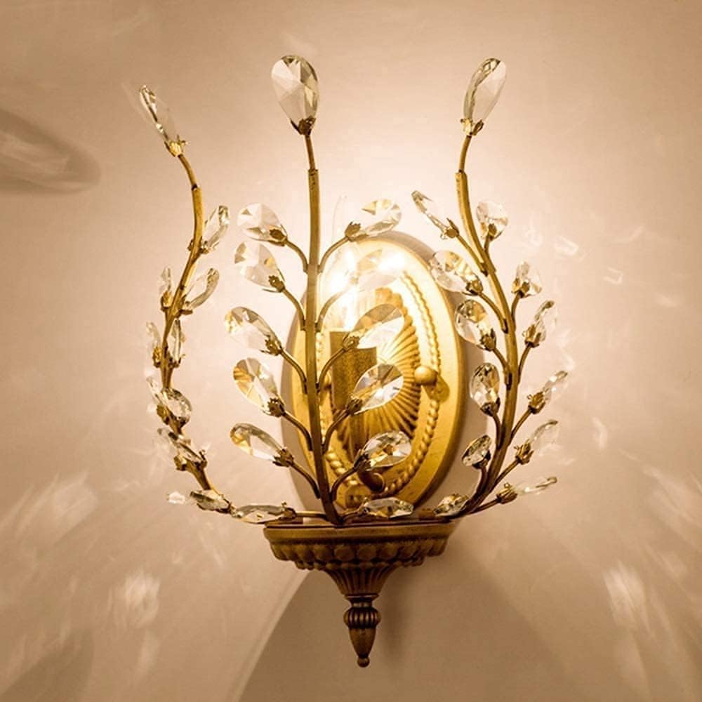 MYUYEE Wall Lights Sconce Light Amen Victorian Retro Antique Chaner Crystal Luxury Bedroom Living Room Bedside Lamp,Chaner Lamp