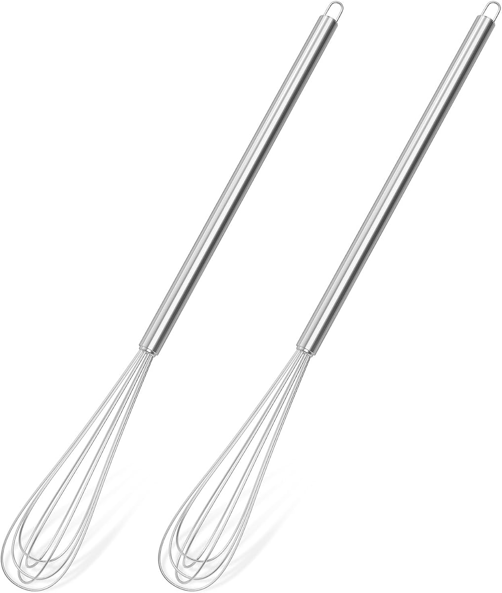 2‑Pcs 11‑Inch Mini Whisk, Small Whisk with Long‑Handle | Tiny Whisk, Whisks for Cooking, Stainless‑Steel Kitchen Stirrer for Coffee, Eggs, Sauces & Baking, Durable Home Kitchen Tool