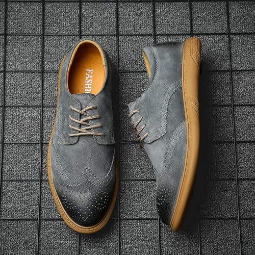 Men's Brogue - Patterned Low - Top Shoes, Round - Toe Lace - up Casual Leather Shoes with Classic Design3