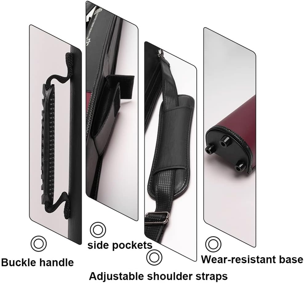 OJUN 2x2 Pool Cue Case Billiard Stick Carrying Case Leatherette Soft Cue Bag Snooker Cue Stick Storage Pouch Holds 2 Complete Billiard Stick