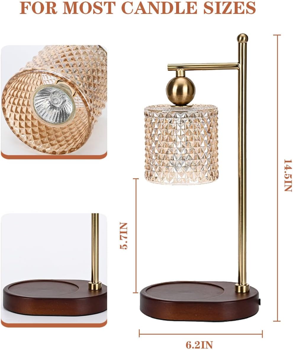 Glass Candle Warmer with Timer and Dimming Function, Perfect as a Birthday Present for Women，a Unique Candle Warmer Gift for Mum， a Housewarming Present， or as a Decorative Item for a new Home