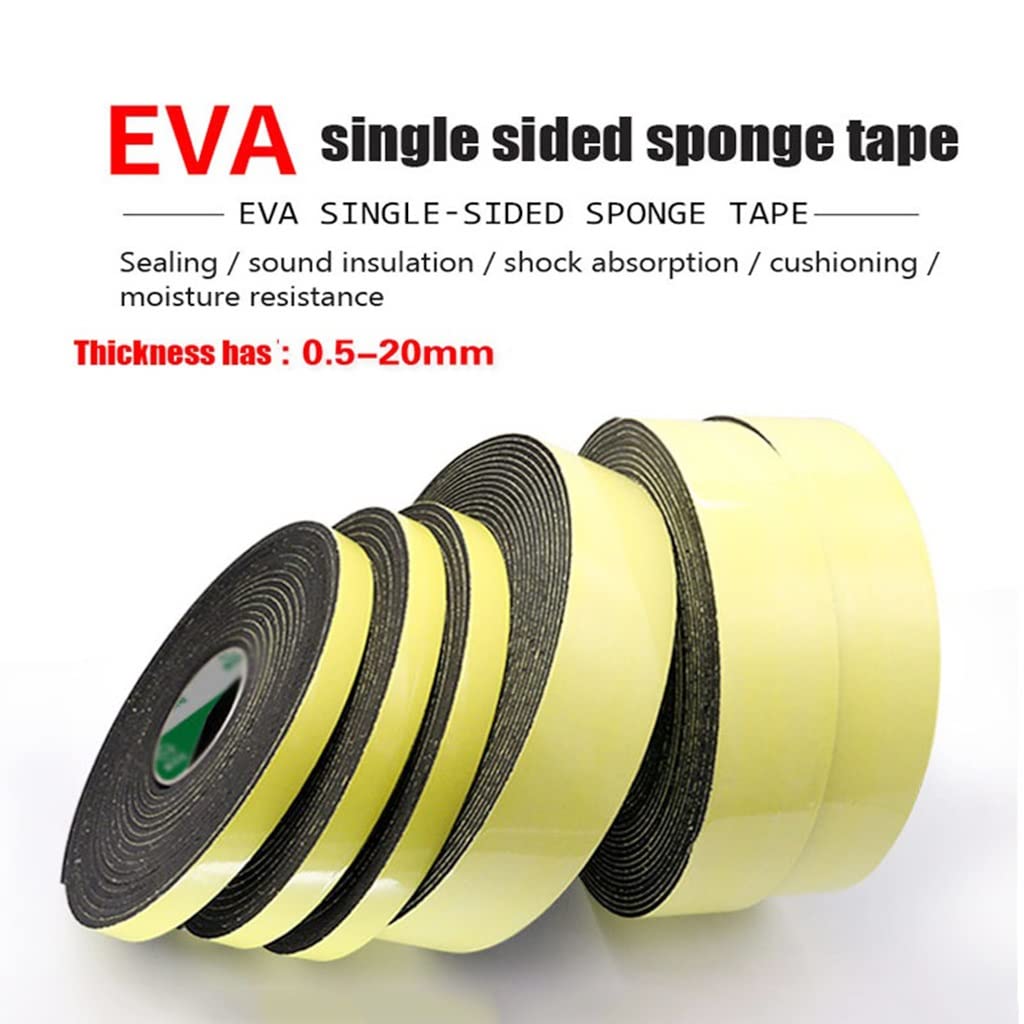 Nastro di Schiuma, 1 pz Nastro Adesivo in Spugna di Schiuma Eva Nera ad Alta aderenza, monoadesivo, anticollisione, for Guarnizione for Porte e finestre(20mmx5mmx3 Meters)