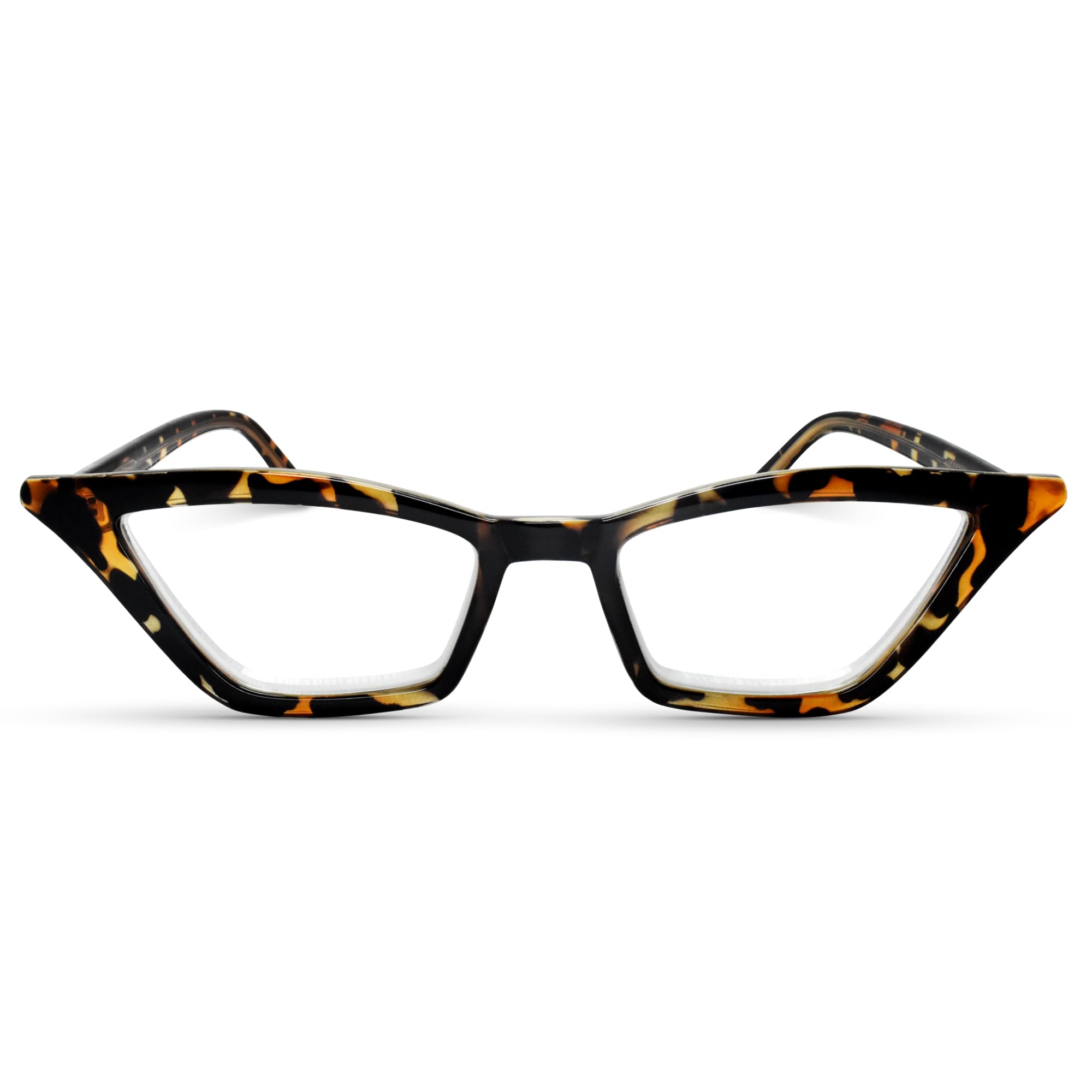 Tortoise Shell Funky Cat Eye Reading Glasses for Women with Sturdy Made  Spring Hinges Half Frame Cateye Women's Readers Trendy for all Face Shapes - Main Image