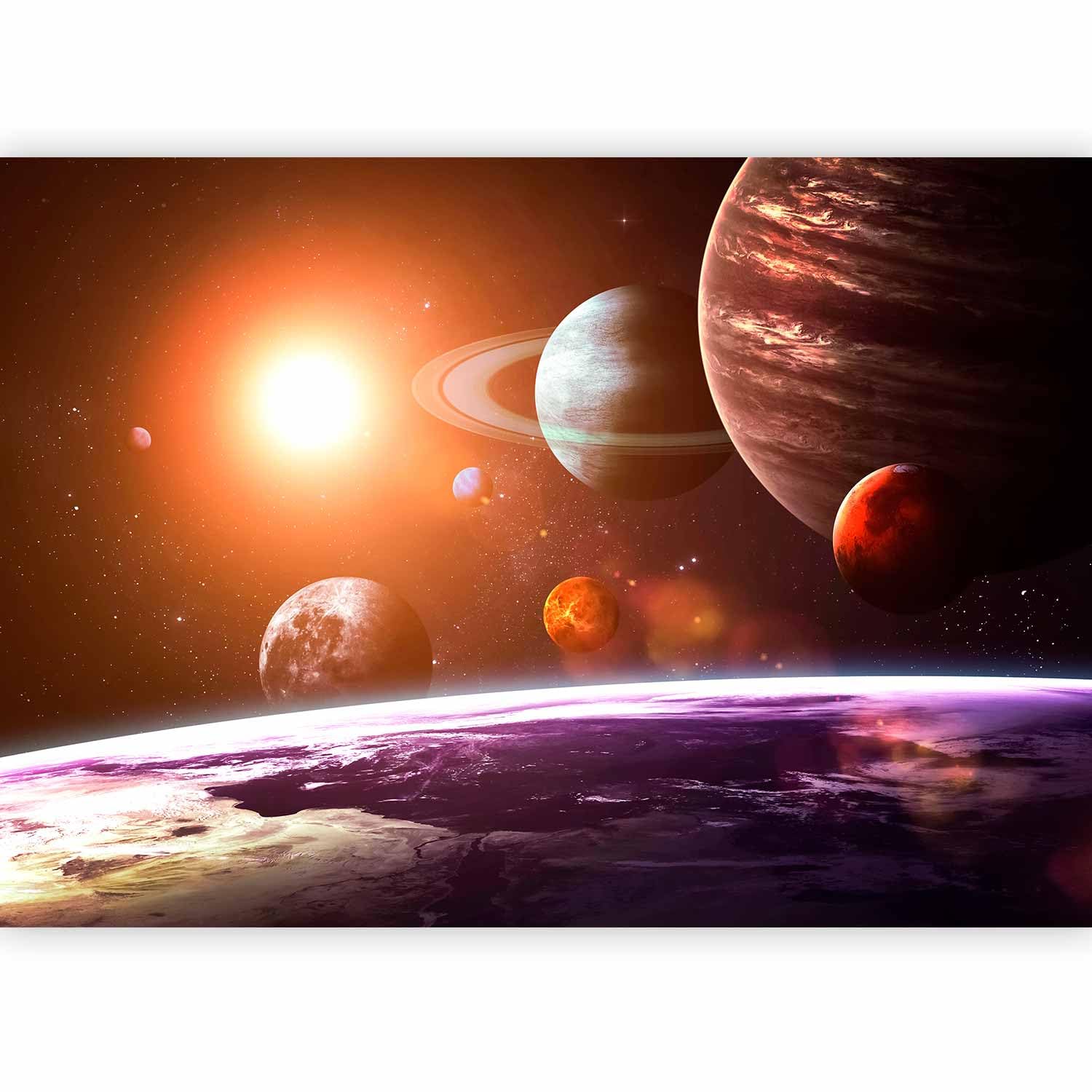 murando Photo Wallpaper Solar System 450x315 cm / 178" x 124" Non-Woven Premium Art Print Fleece Wall Mural Decoration Poster Picture Design Modern Hallway Heaven Planet Cosmos c-B-10006-a-a — image 1
