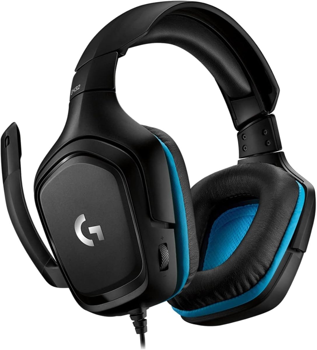 Logitech G432 Wired Gaming Headset, 7.1 Surround Sound, DTS Headphone:X 2.0, Flip-to-Mute Mic, PC (Leatherette) Black/Blue : Video Games