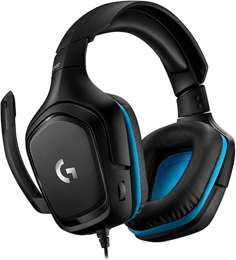 Logitech G432 Wired Gaming Headset, 7.1 Surround Sound, DTS Headphone:X 2.0, Flip-to-Mute Mic, PC (Leatherette) Black/Blue