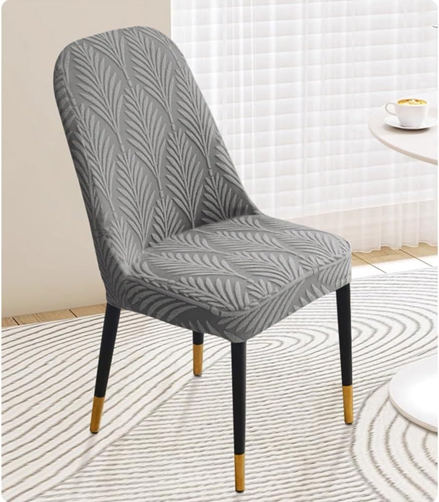 Stretch Curved Chair Covers for Dining Chairs, Semi Circle Back Dining Chair Slipcovers, High Back Kitchen Chair Protector Seat Covers for Restaurant Banquet(Gray,6PCS)
