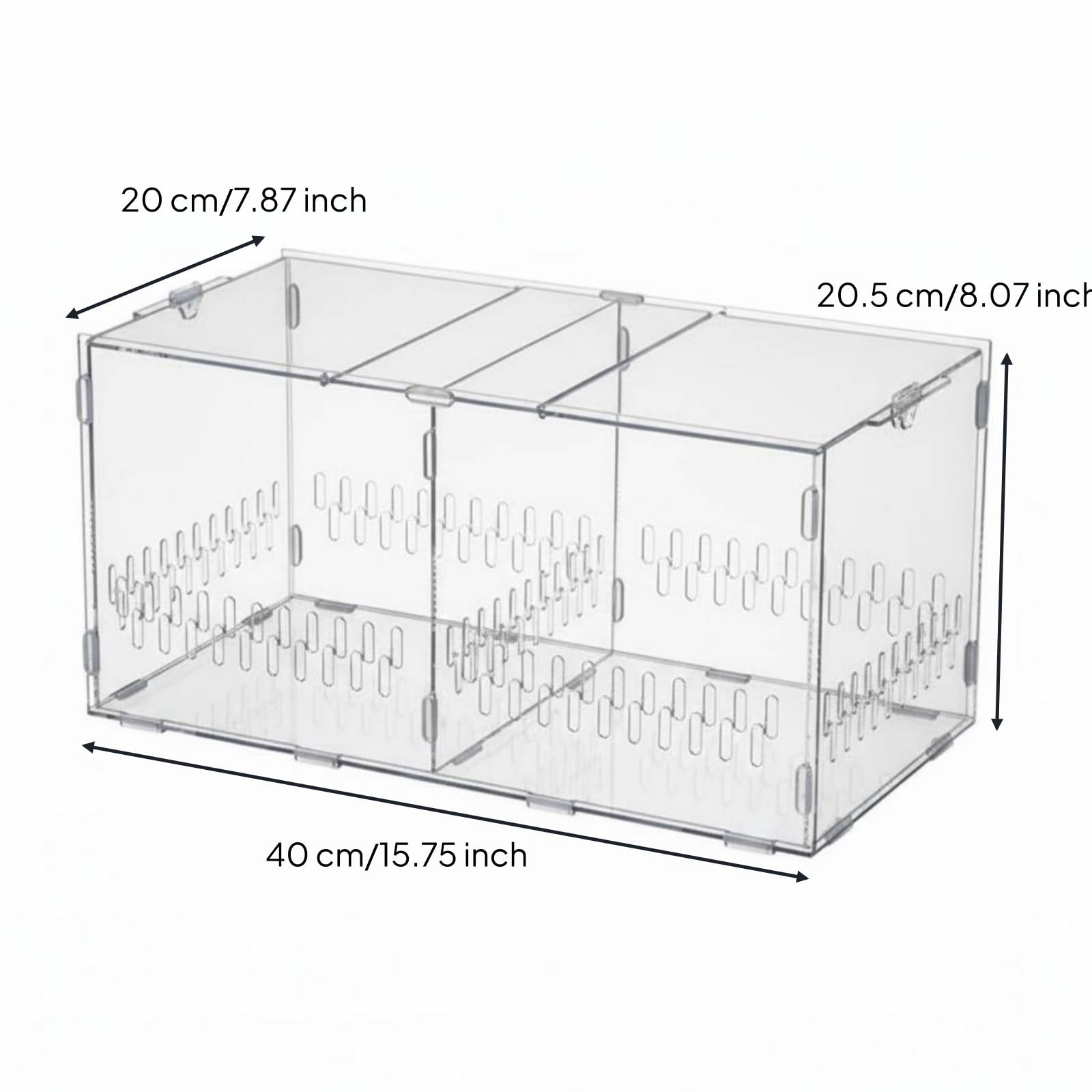 Terrario Acrílico Transparente Alta Transparencia Caja de Cría Acrílica Diseño Ventilado Terrario Transparente para Reptiles para Principiantes, Doble Puerta Doble