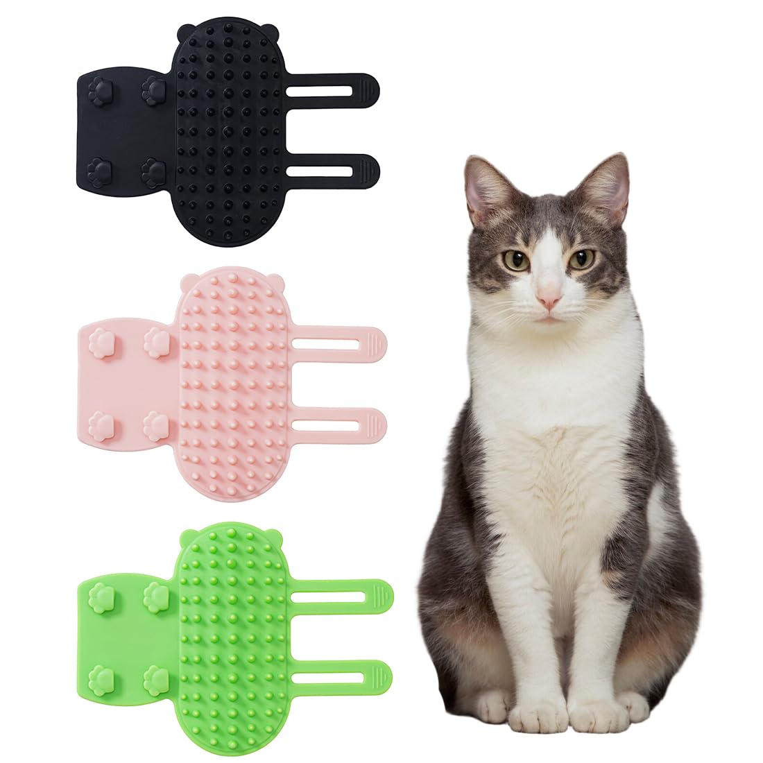 3 Pieces Self-Cleaning Cat Brush, Silicone 2 in 1 Cat Brush for Massaging Itching, Cat Corner Brush, Comb for Cats Scratching, Cat Hair Brush for Table and Chair Legs