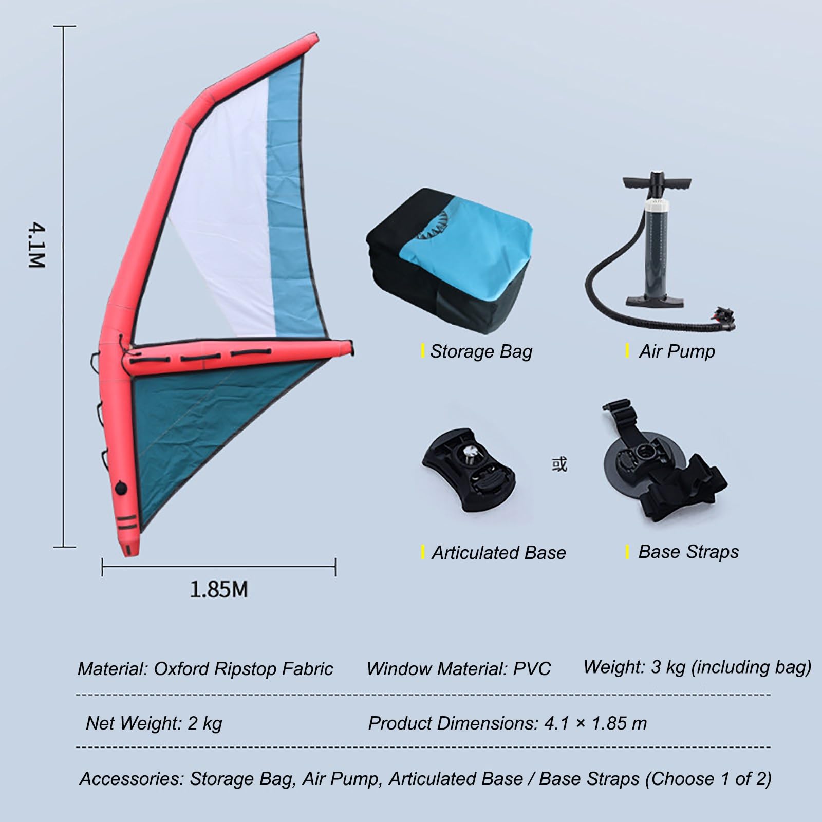 Premium Aufblasbarer Surfflügel Windflügel Handheld Folie Flügel Langlebig Wasserdicht Tragbar für Wing Foiling Kite Surfen SUP Board mit komplettem Zubehör Tragetasche