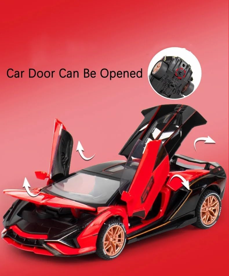 Image of 1:32 Alloy Lamborgini Sian Toy Car Metal Model Sian -63 Pull Back Diecast Car with Openable Door and Sound Light, Gifts Toys for Kids