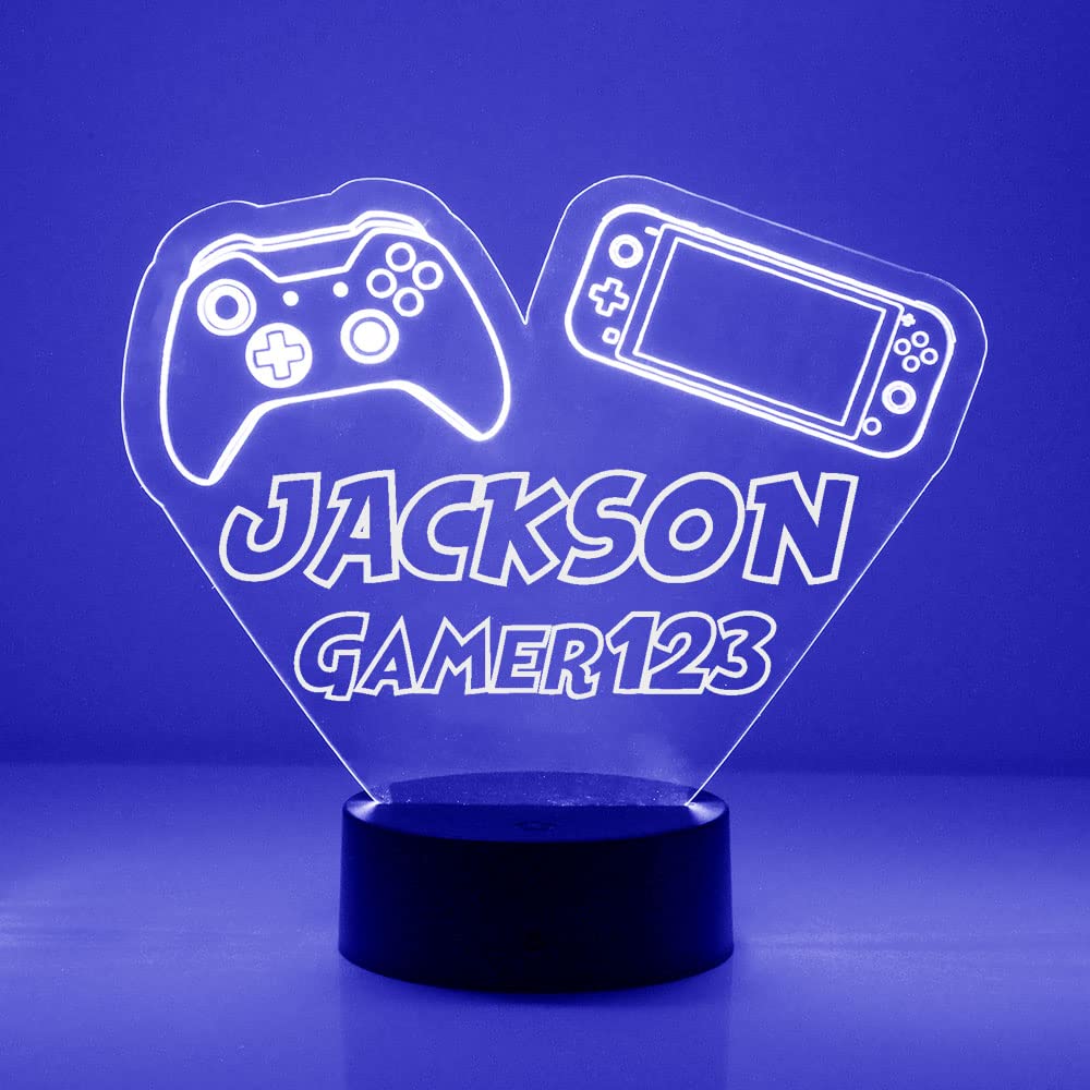 MMS Gamer LEDライト ランプ ナイトライト リモコン付き 名前やテキストをカスタマイズ可能 NIN ビデオゲームコントローラー  サインディスプレイ ギフト 16色 4モード USBまたはバッテリー電源 MMS ゲーマー ゲームコントローラー パーソナライズ LED ナイトライト ランプ リモコン付き 3Dライト 名前やテキスト刻印