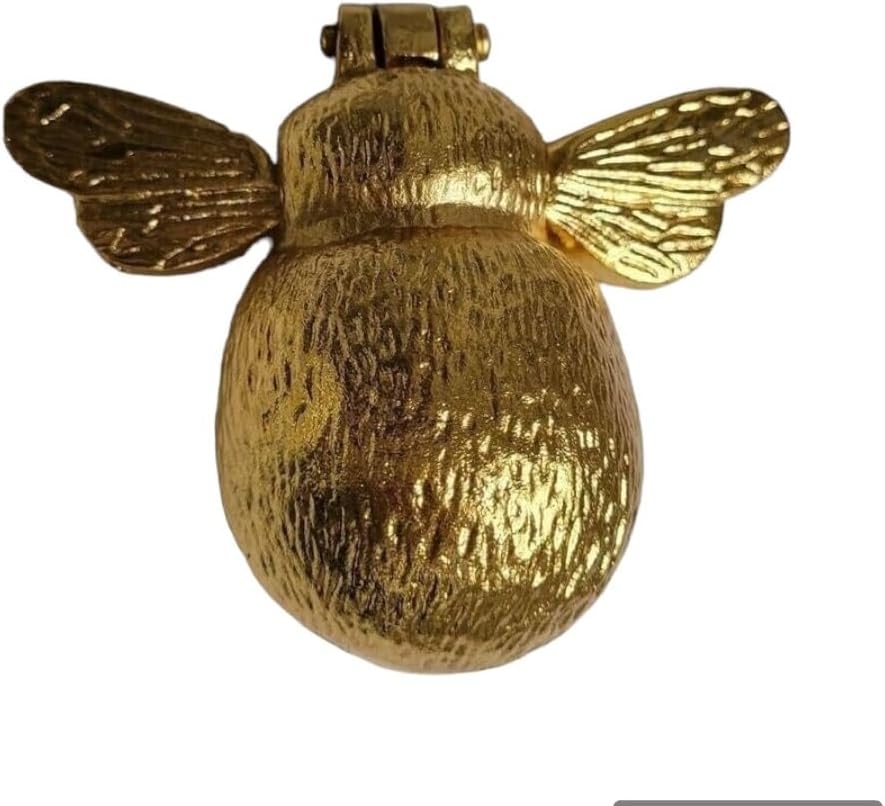 UNG Antique Designed Handcrafted Brass Metal Bumble Bee Shaped Door Knocker Ringing Bell for Home and House Decor, Golden