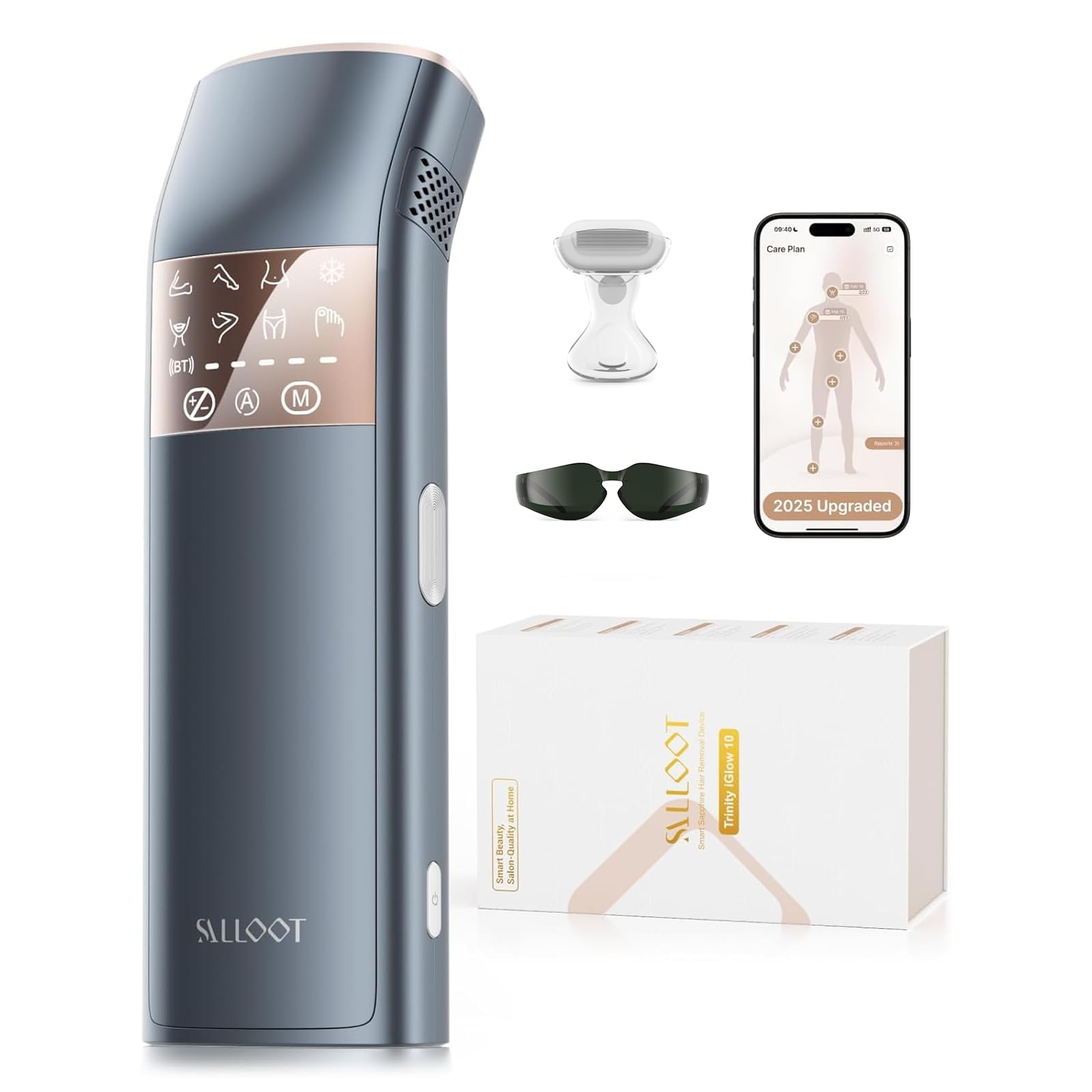 TRIPLE-Pulse IPL Laser Haarentfernung, Komfort 2.8 °C Saphir Eiskühlung Haarentfernungsgerät für Frauen und Männer, Effektive, Permanente, Alternative zur Salon-Haarentfernung zu Hause (Marineblau)