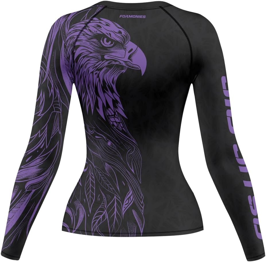 FORMONIES Eagle Women's Grappling Shirt - Long Sleeve Compression Rash Guards for BJJ MMA Combat Training