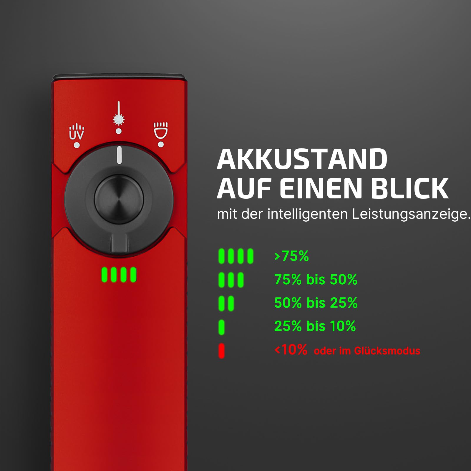 OLIGHT Arkfeld Pro Wiederaufladbare EDC Taschenlampe mit grünem Licht, UV und weiße LED Lampe, 1300 Lumen tragbare Handlampe, 3 Lichtquellen für den Außenbereich, Notfall, Arbeiten (Rot)