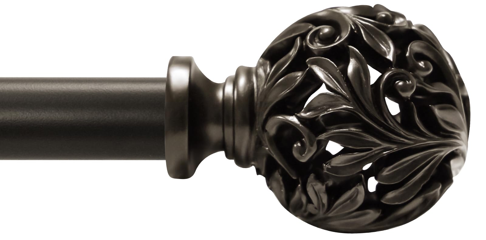 Bronze Curtain Rods 36 to 120 inch (3-10ft), 1 Inch Diameter Adjustable Heavy Duty Decorative Curtain Rods with Decorative Openwork Carved finials for Living Room Bedroom Windows