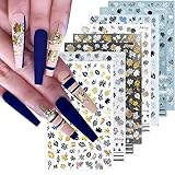 8Sheets Gold Maple Leaf Nail Stickers 3D Fall Nail Art Supplies Holographic Autumn Nail Art Sticker Maple Leaves Design Foils Laser Shiny DIY Nail Art Decoration Thanksgiving Day Manicure Accessories