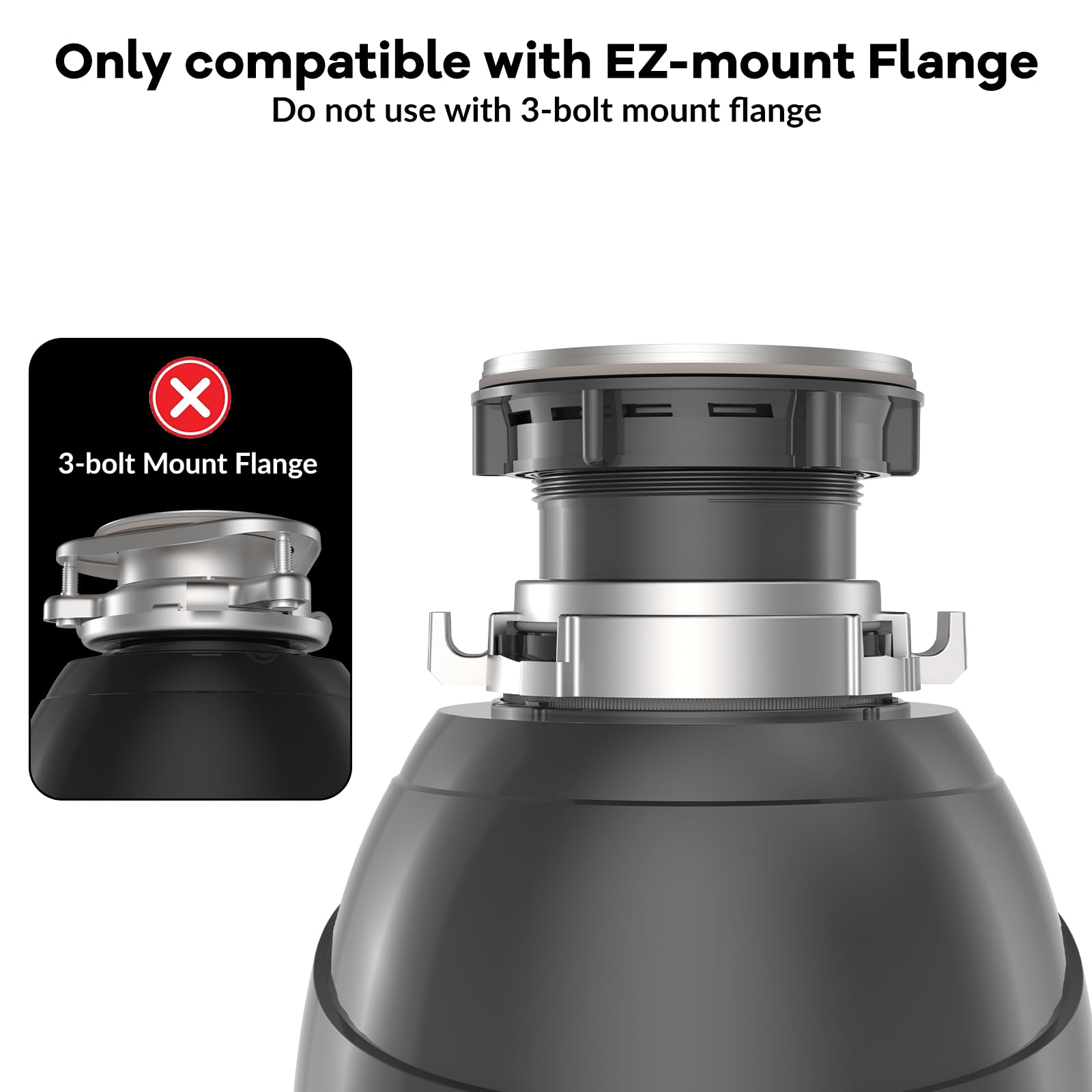 Triturador de basura de alimentación continua de 1/2 HP con interruptor de aire, motor ultra silencioso y sello de fregadero FLG, molinillo compacto de acero inoxidable para fregadero de cocina