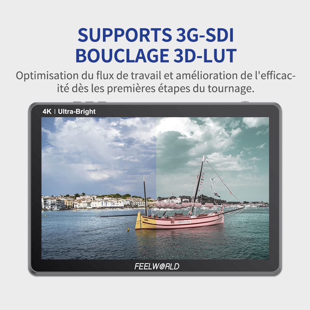 FEELWORLD LUT11S 10.1 inch Camera Field Monitor Touch Screen 3D LUT 2000nit Ultra Bright 1920X1200 3G-SDI 4K HDMI Input Output with F970 External Power Supply