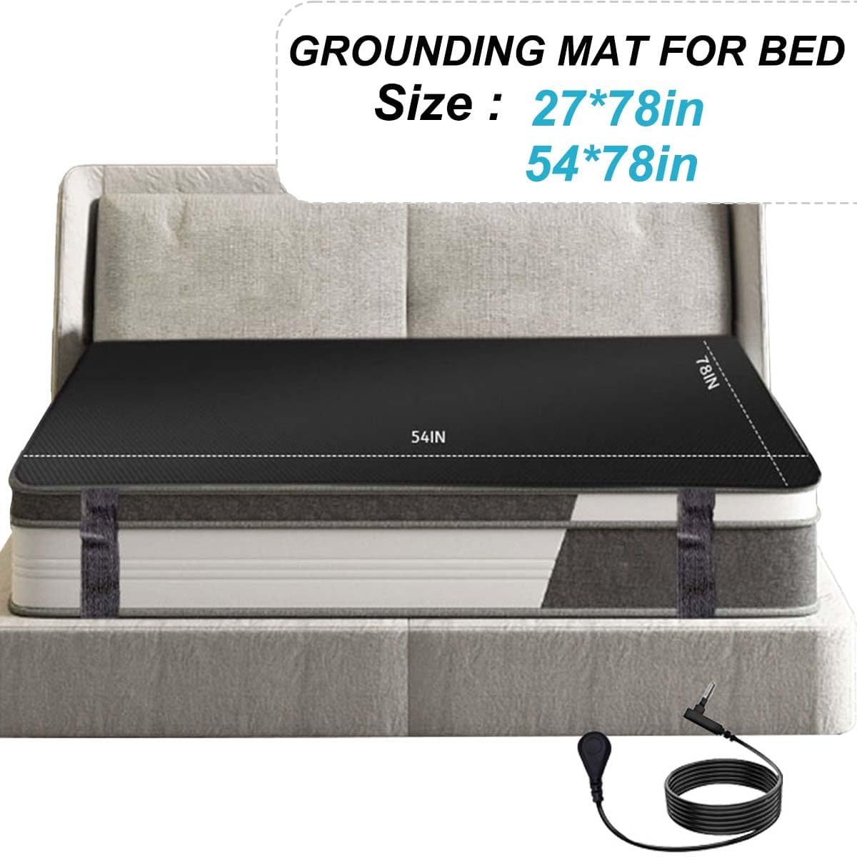 Grounding Mat, 54 * 78inch Breathable Grounding Pad for Bed, Grounding Mattress Pad with 15 Ft Grounding Cord, Grounding Sheets for Improve Sleep