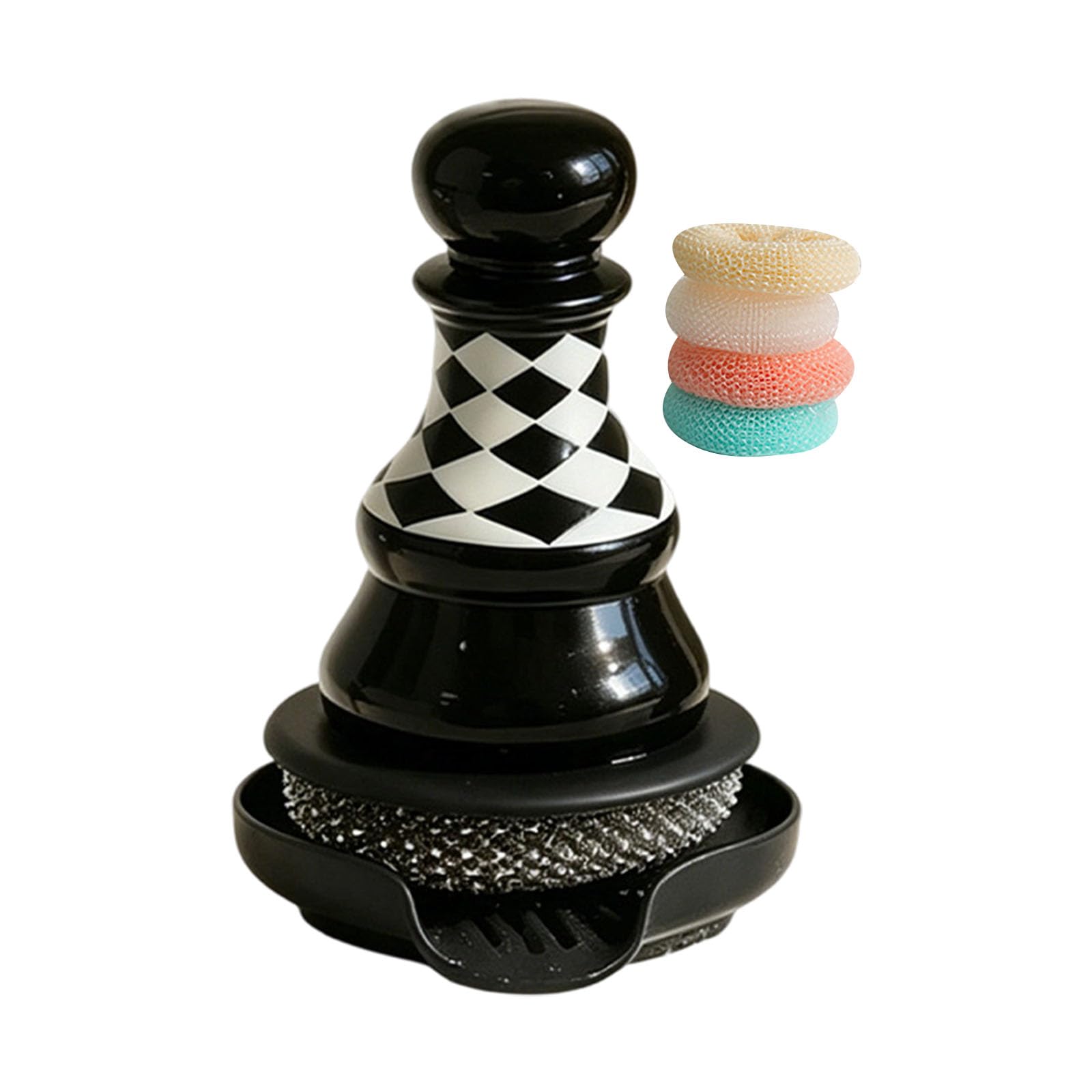 our fave Chess Shaped Pots Cleaning Tool Ergonomic Scrubber with Handle Dishwashing Tool for Various Cookware Creative Kitchen Gadgets