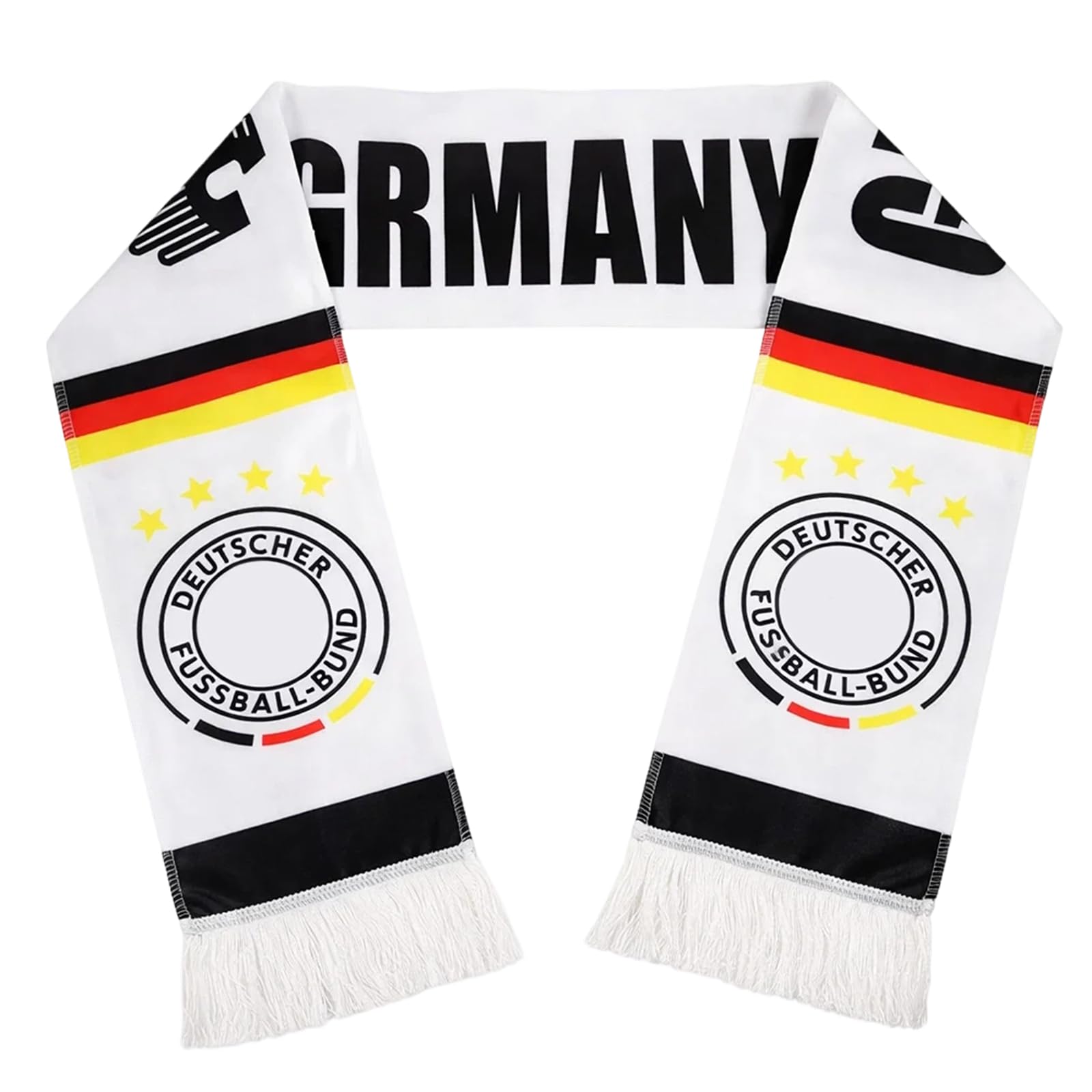 JrnSvp Deutschland Schal, Fussball WM 2026, 145 x 17 cm mit Fransen Fanartikel, Halstuch für Stadionbesuche und Nationalmannschaft Unterstützung