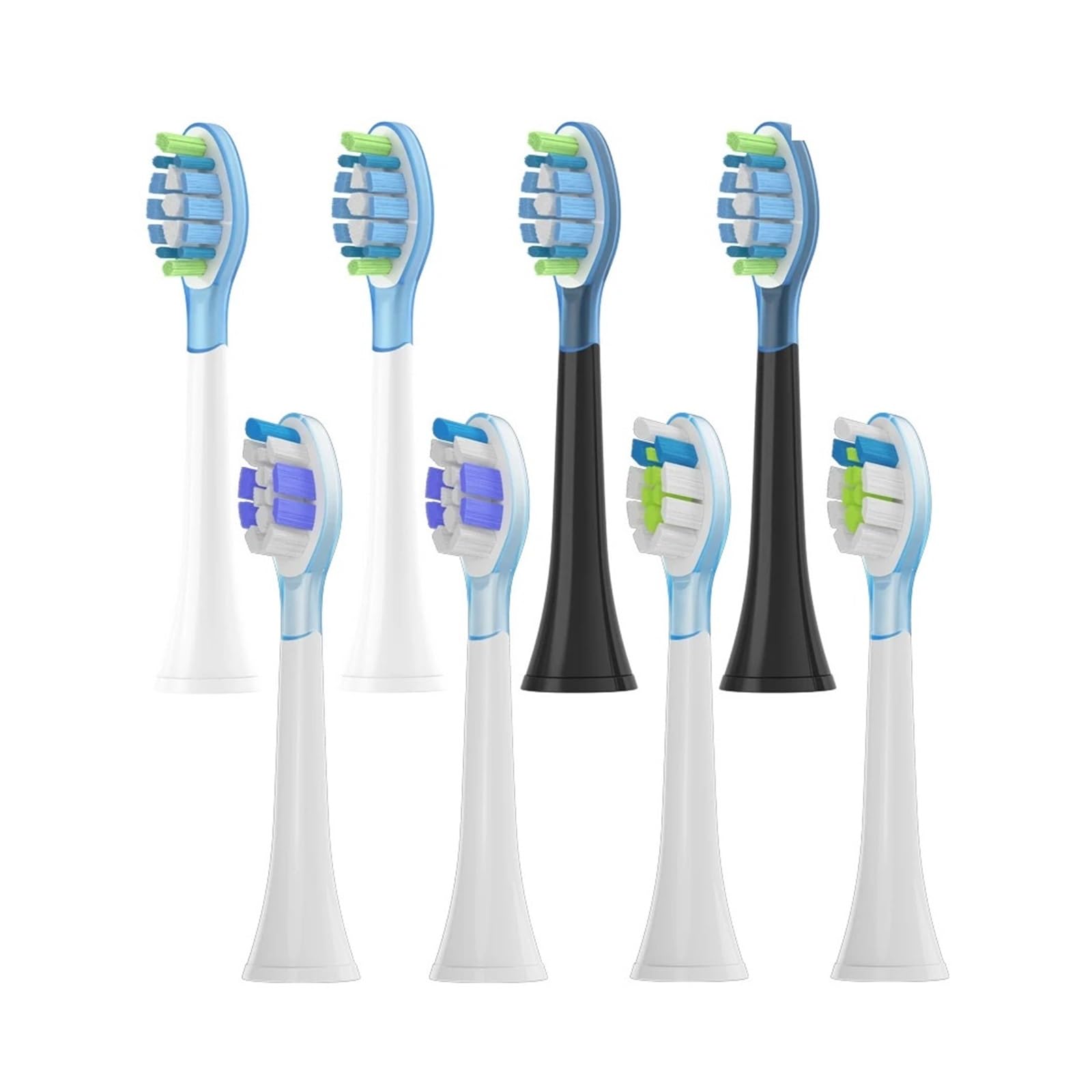 eufeifeiegds Lot de 8 têtes de brosse de rechange for brosse à dents électrique HX6064, HX6930, HX6730, aspirateur 4100, 6500, 6100, 5300 C3(C3 black)