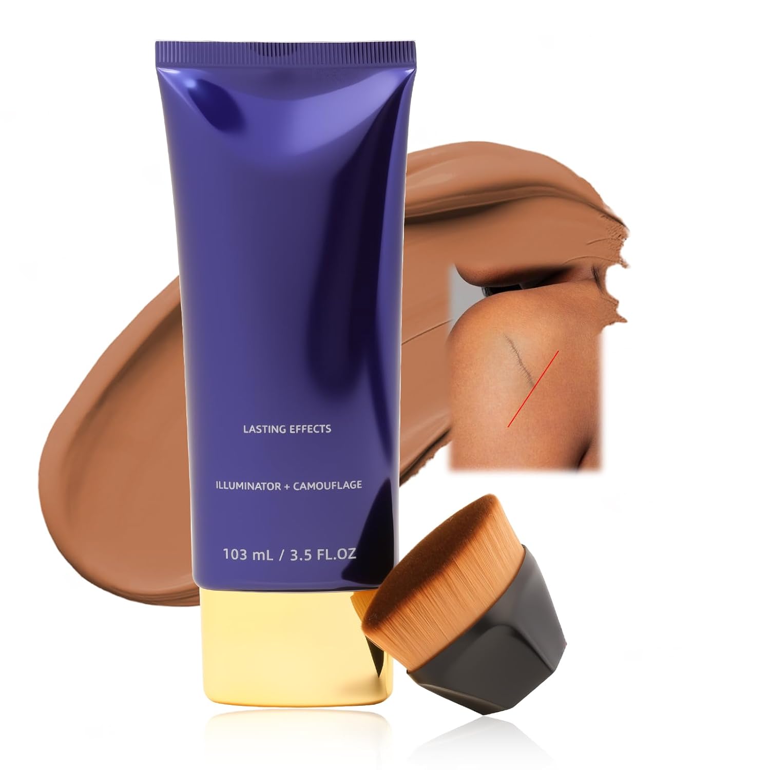 Waterproof Body Makeup, Beauty Body Foundation Cream with Brush, Full Coverage Body & Leg Makeup for Scars Imperfections, No Transfer, Natural Finish