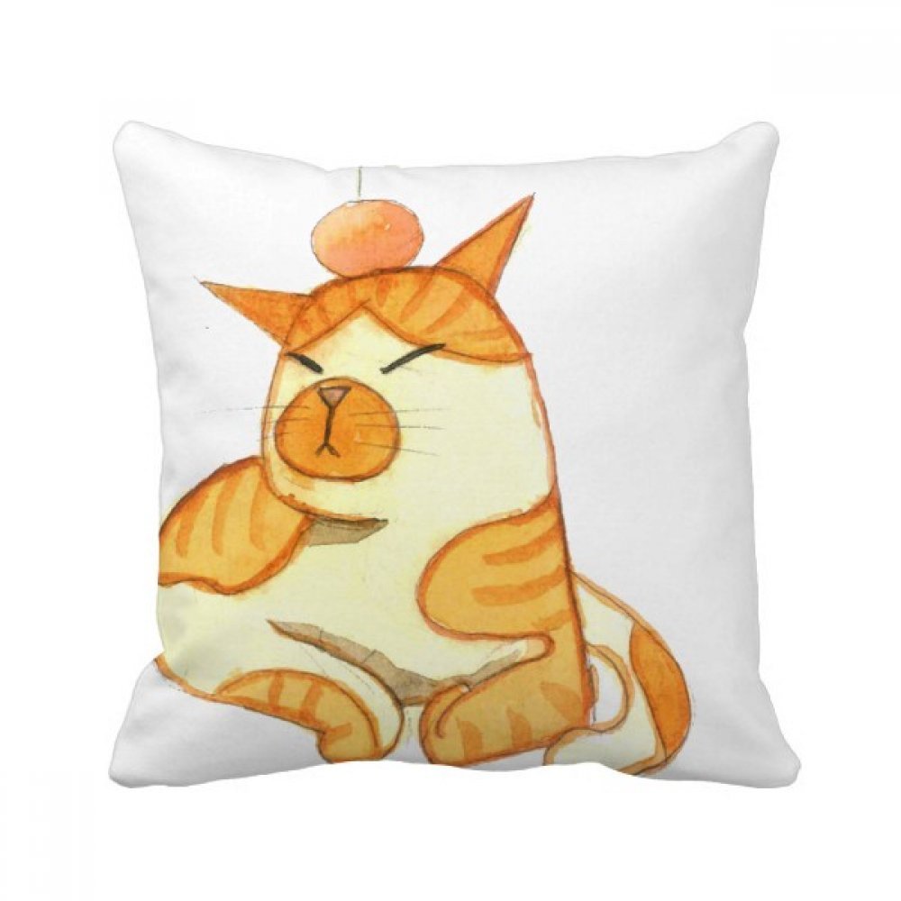 Coussin de chat orange aquarelle carré pour raviver un canapé terne