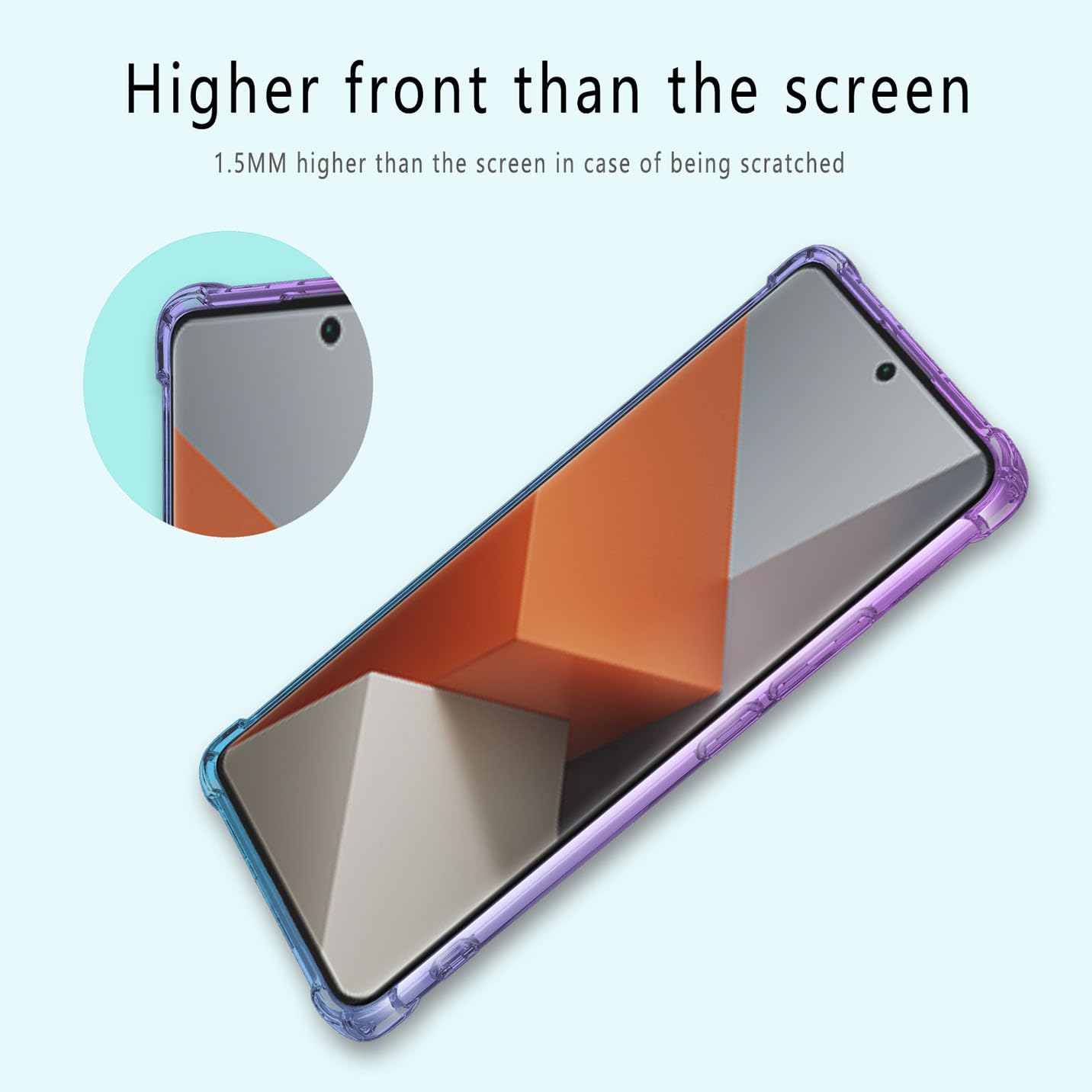 BORYA Silikon-Hülle Für Xiaomi Redmi Note 13 Pro 5G: Transparent, Farbverlauf, Stoßfest, Kratzfest, Ultra Dünn