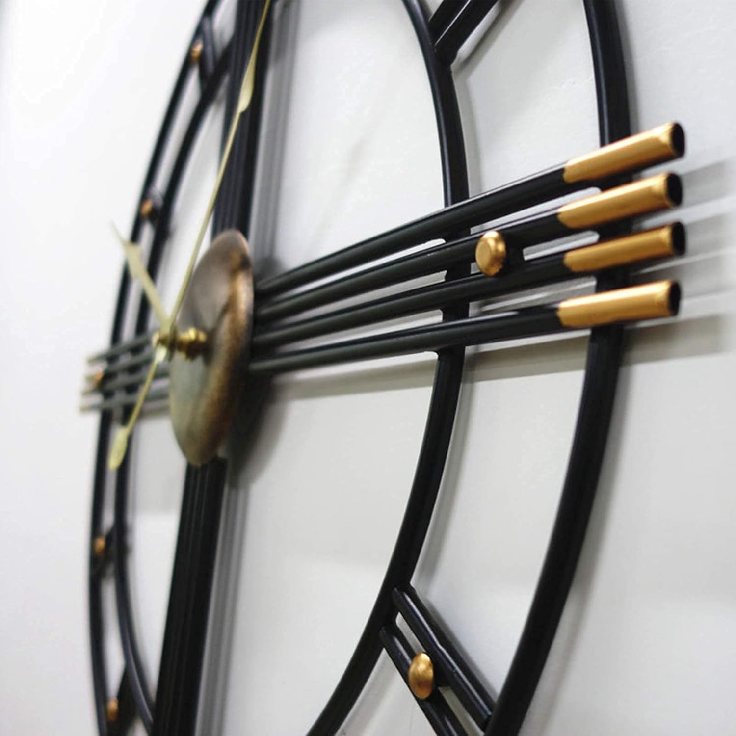 20 Inch Large Simplicity Garden Clock Outdoor Garden Wall Clock Open Face Wrought Iron Waterproof Outdoor Clock Indoor Outdoor Decoration Mute Quartz Wall Clock Outside Clock