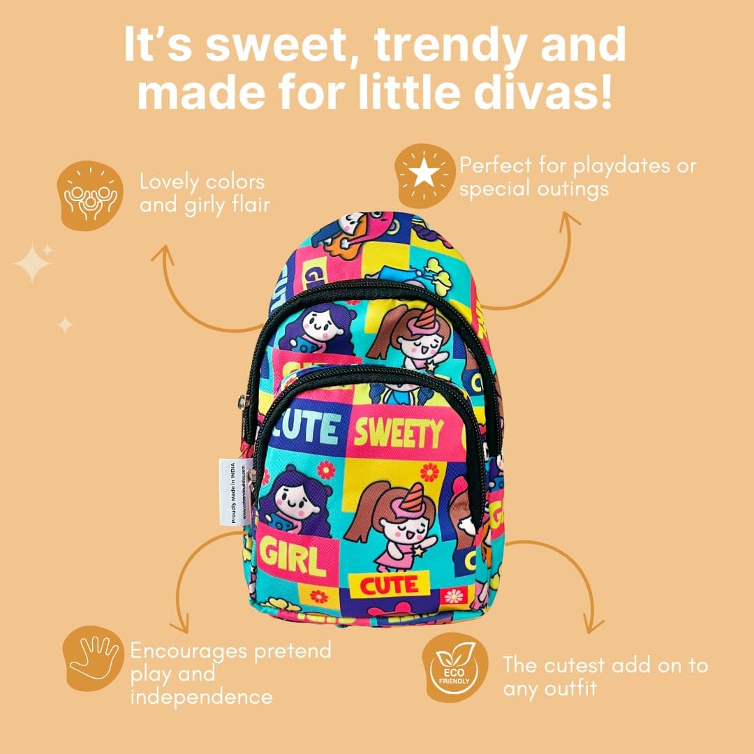 Cots and Cuddles 1pc Girl Print Colourful Cross body Bags for Boys and Girls Kids School, Picnic, Return Gifts, Office 3