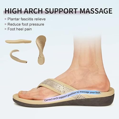 Vista 46 de Sandalias ortopédicas para mujeres, sandalias de fascitis plantar para pies planos con soporte de arco estilo pata de gallo, sandalias para caminar